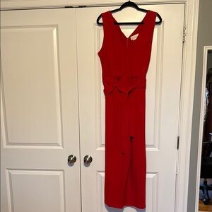 Anthropologie Sleeveless Red Jumpsuit with Waist Tie